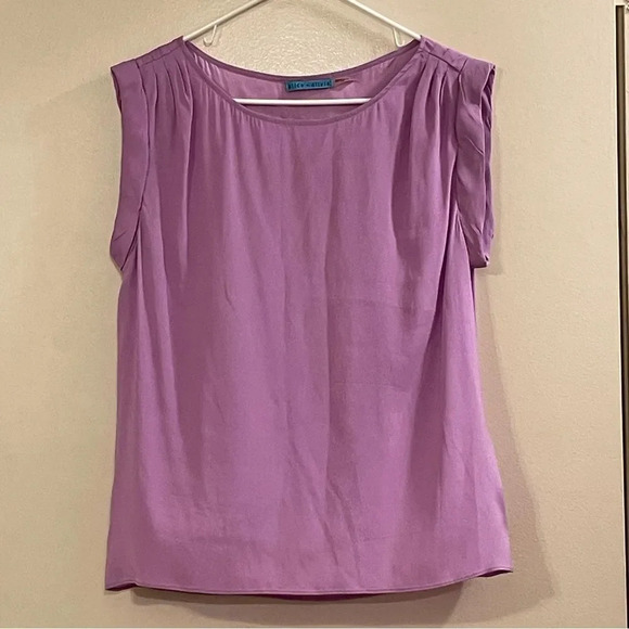 ALICE + OLIVIA Bateau Neckline Silk Blouse in Lavender - Picture 5 of 10